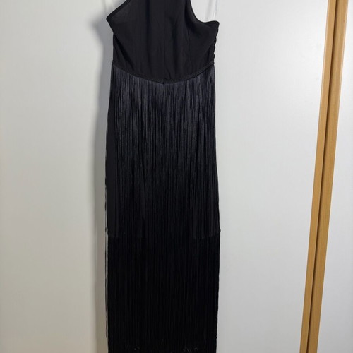 Maxi dress with fringes new, one size, black