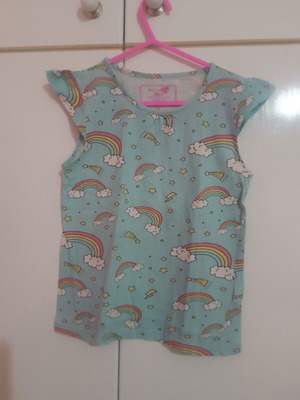 Made with Love Girls T-shirt with Rainbow, used, size 6 years