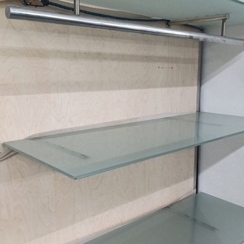 Glass shelves with inox bar set of three like new