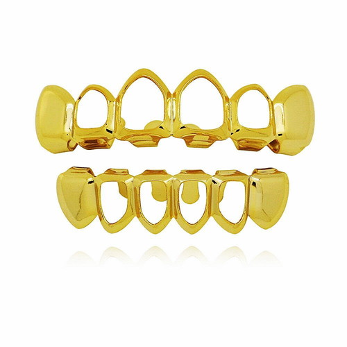 Grillz Gold hip-hop new set with upper and lower pieces