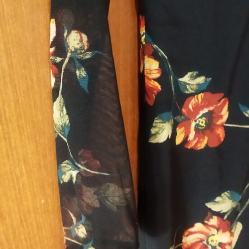 Long dress new, sheer sleeves, black and red, sizes S/M