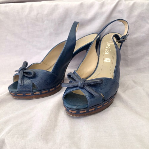 Tip Toe Blue Women's Sandals size 37 like new, Italian leather, 10cm heel