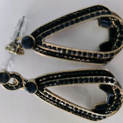 Vintage Blue Earrings with Crystals like new