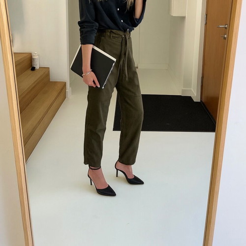 MUNTHE Khaki Paperbag Pants New, Size S