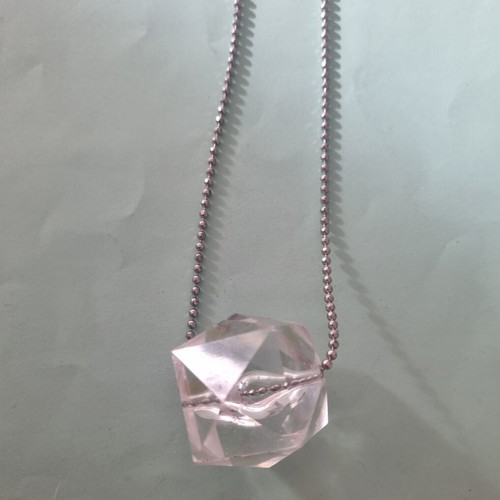 Transparent necklace with silver chain used