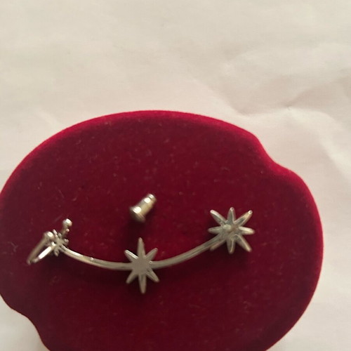 Stainless steel earring with rhinestones like new, silver