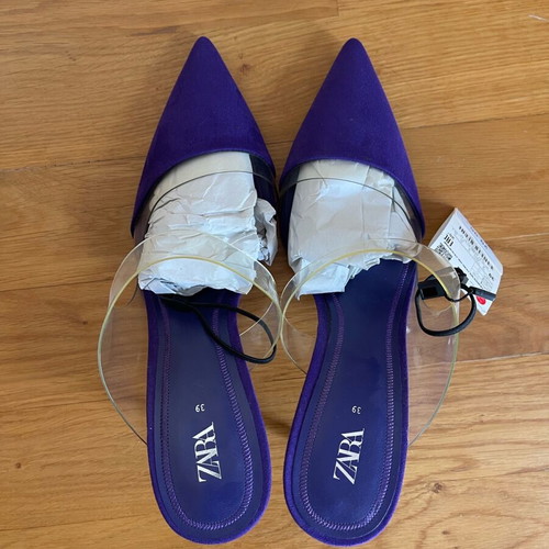 Zara purple velvet mules new, size 39