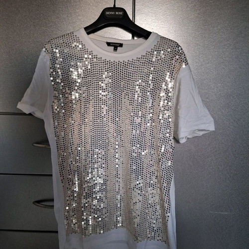 Denny Rose short-sleeve blouse like new, white with gold