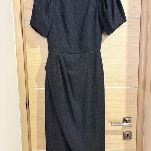 Toi&Moi office dress below the knee with puff sleeves new, gray