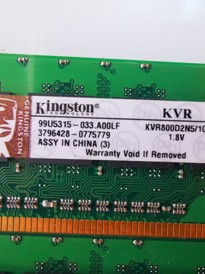 Μνήμες DDR2 Kingston KVR800D2N5/1G 1GB μεταχειρισμένες για σταθερό υπολογιστή