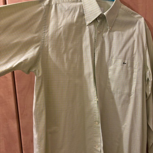 Lacoste shirt size 44 green checkered like new