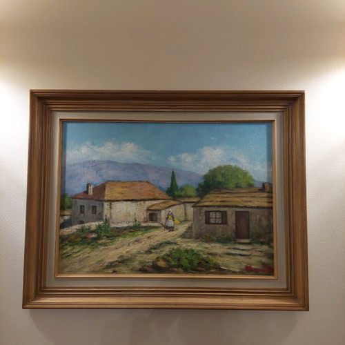 Oil painting by M. Romanidou like new with frame