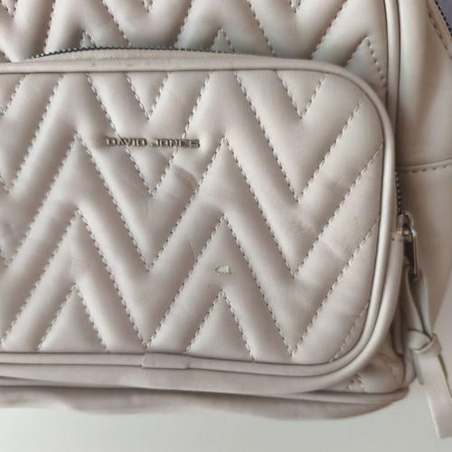 David Jones backpack used, beige with embossed design