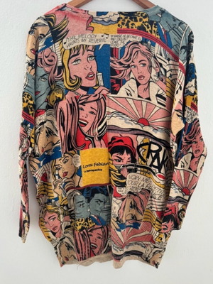 Lora Febian retro comic design loose sweater like new, one size