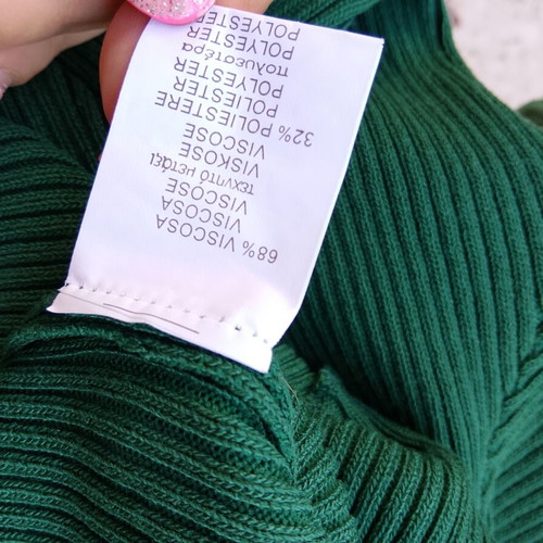 Off-shoulder ribbed knit top, deep green, one size S/M