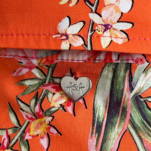 Summer orange dress with green leather belt like new