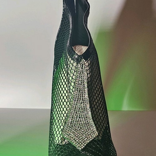 Fishnet high-heeled ankle boots with rhinestones new, size 37, 11cm heel