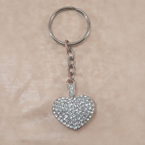 Heart keychain vintage used with sparkling stones