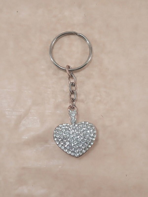 Heart keychain vintage used with sparkling stones