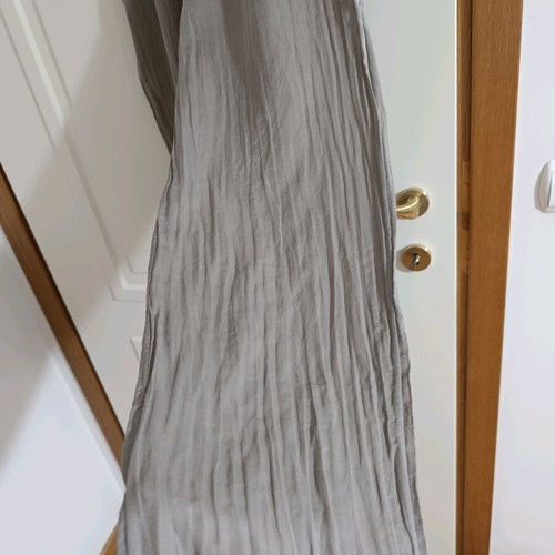 Strapless jumpsuit used, gray brown with bow and ruffles