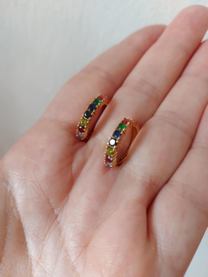 Hoop earrings new with colorful stones