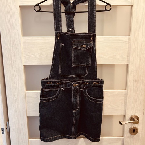 Denim overall skirt 2 in 1, new, dark blue, sizes XS/S
