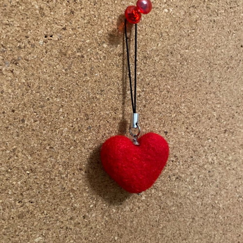 Handmade felt wool keychain red new
