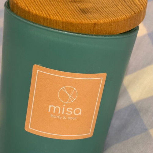 Misa Talc and Musk Candle like new, powder cotton scent in glass jar
