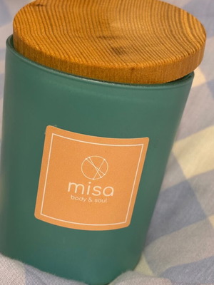 Misa Talc and Musk Candle like new, powder cotton scent in glass jar