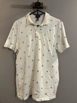 H&M Polo Shirt Men Size Medium Like New, White Beige