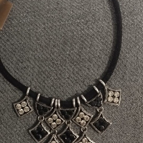 Velvet Boho-Chic Choker Necklace with Geometric Pendants, Al'Oro