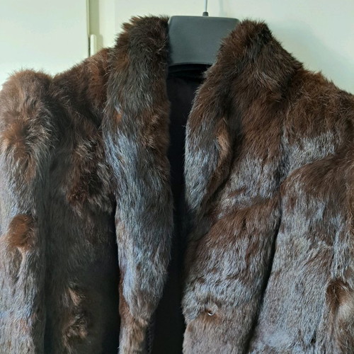 Fur half coat used rabbit brown