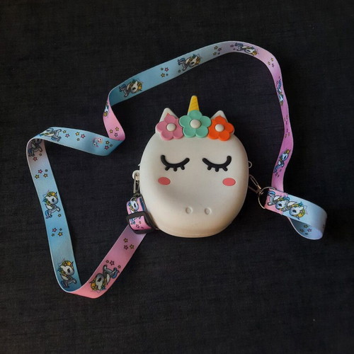 Unicorn Shoulder Bag like new with colorful strap and zipper