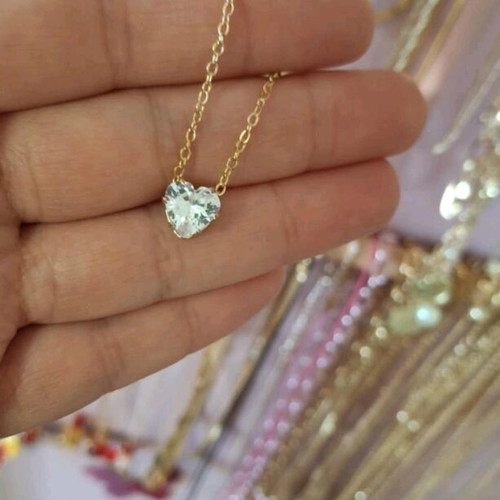 Handmade heart pendant stainless steel with zircon in gift packaging