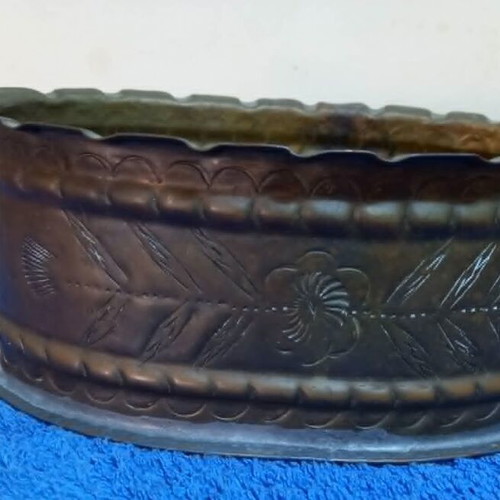 Antique copper vessel handmade and engraved used
