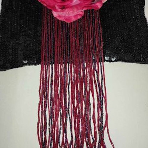 Skondras women's bag used, satin with sequins and flowers