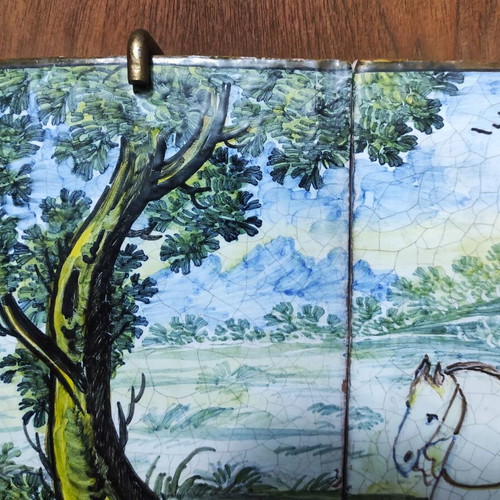 Handmade ceramic triptych Castelli Italy used