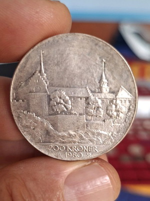 200 Kroner Norway used silver coin 1980