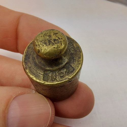 Old bronze scale weight 50 g used