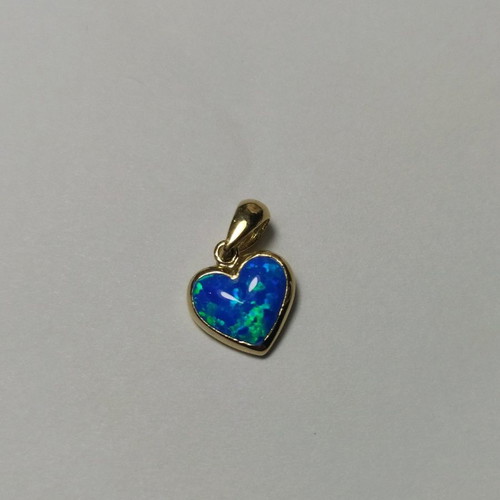14K gold heart pendant with opal stone new