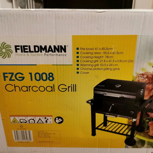 Charcoal grill new with lid, thermometer and adjustable charcoal height
