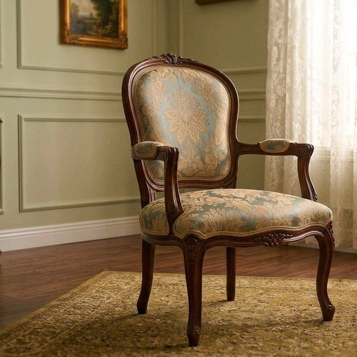 Σετ σαλονιού Louis XV στυλ σαν καινούργιο, 5 τεμάχια, μασίφ ξύλο καρυδιάς 1950
