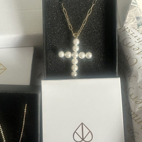Cross and Monogram K necklaces new