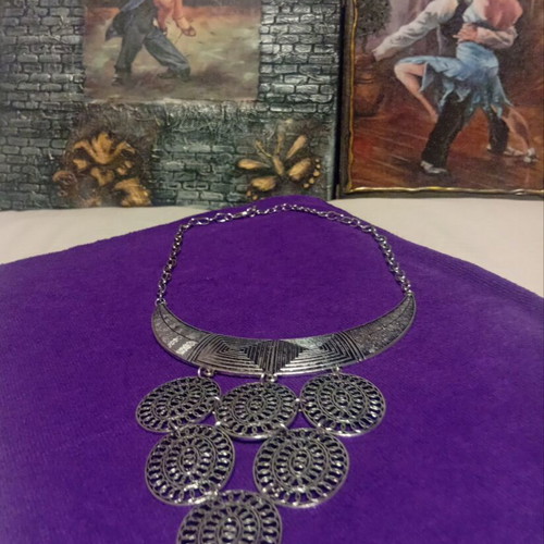 Boho Statement Necklace in Silver Tone like new