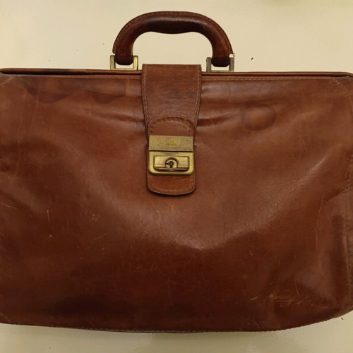 The Bridge leather hand bag used brown made in Italy