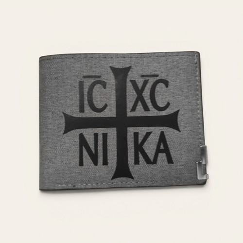 Wallet with Christogram fabric, new, gray