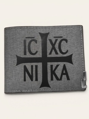 Wallet with Christogram fabric, new, gray