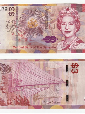 Bahamas 3 Dollars Banknote 2019 New