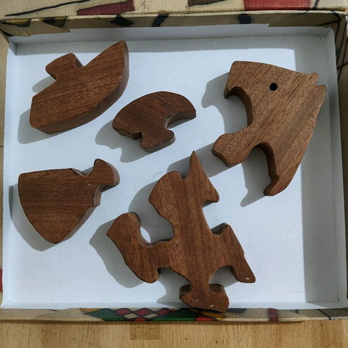 Wooden fish puzzle like new, handmade mahogany