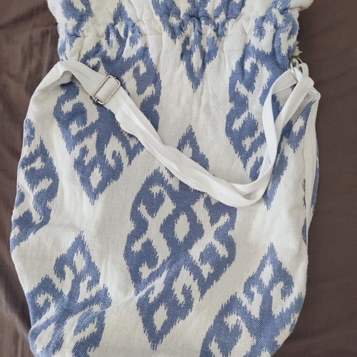 Wind Large Shoulder Bag Used, Blue White Boho Ethnic Limited Edition